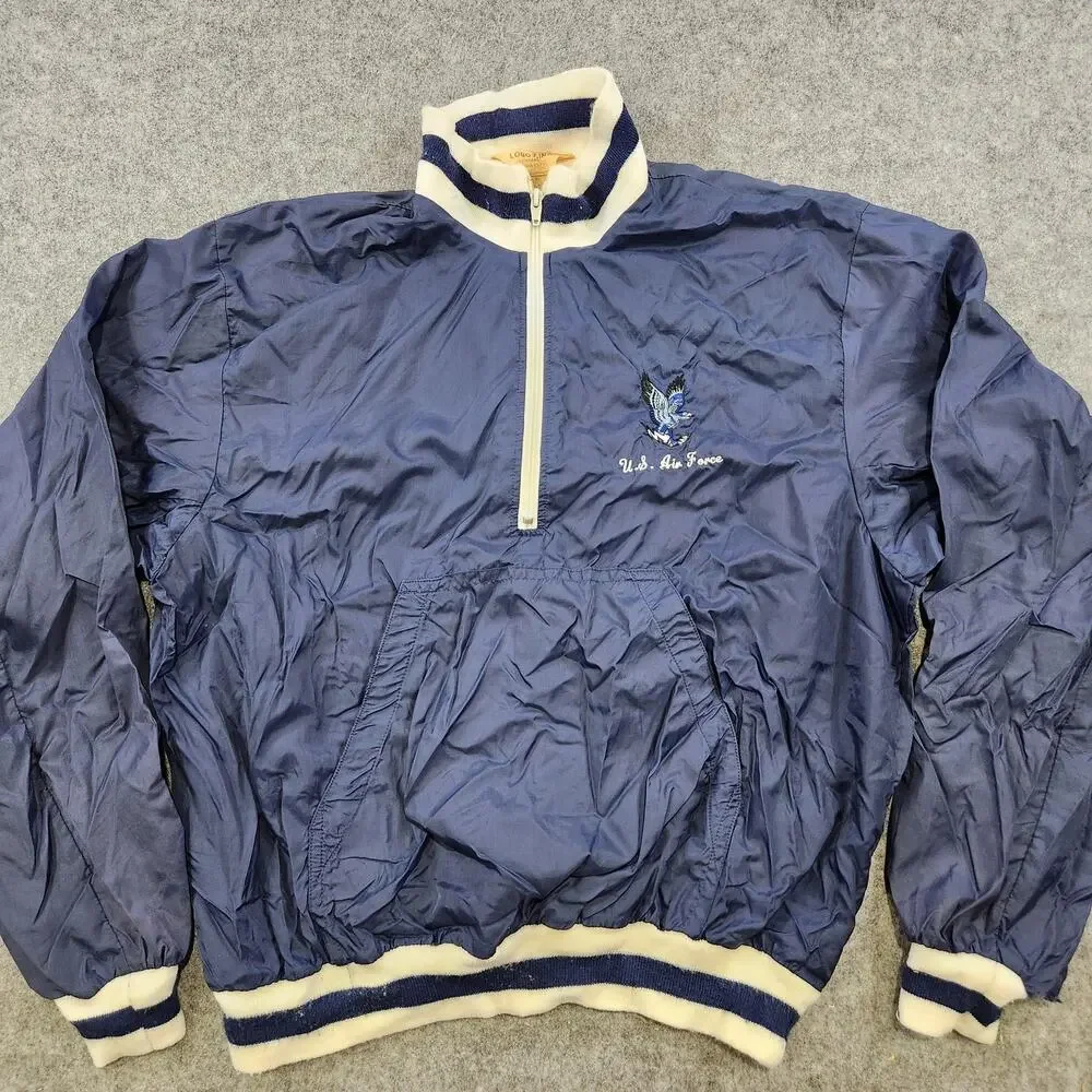 Vintage Logo 7 U.S. Air Force‎ Jacket Mens Large Nylon Pullover Striped 80s 90s